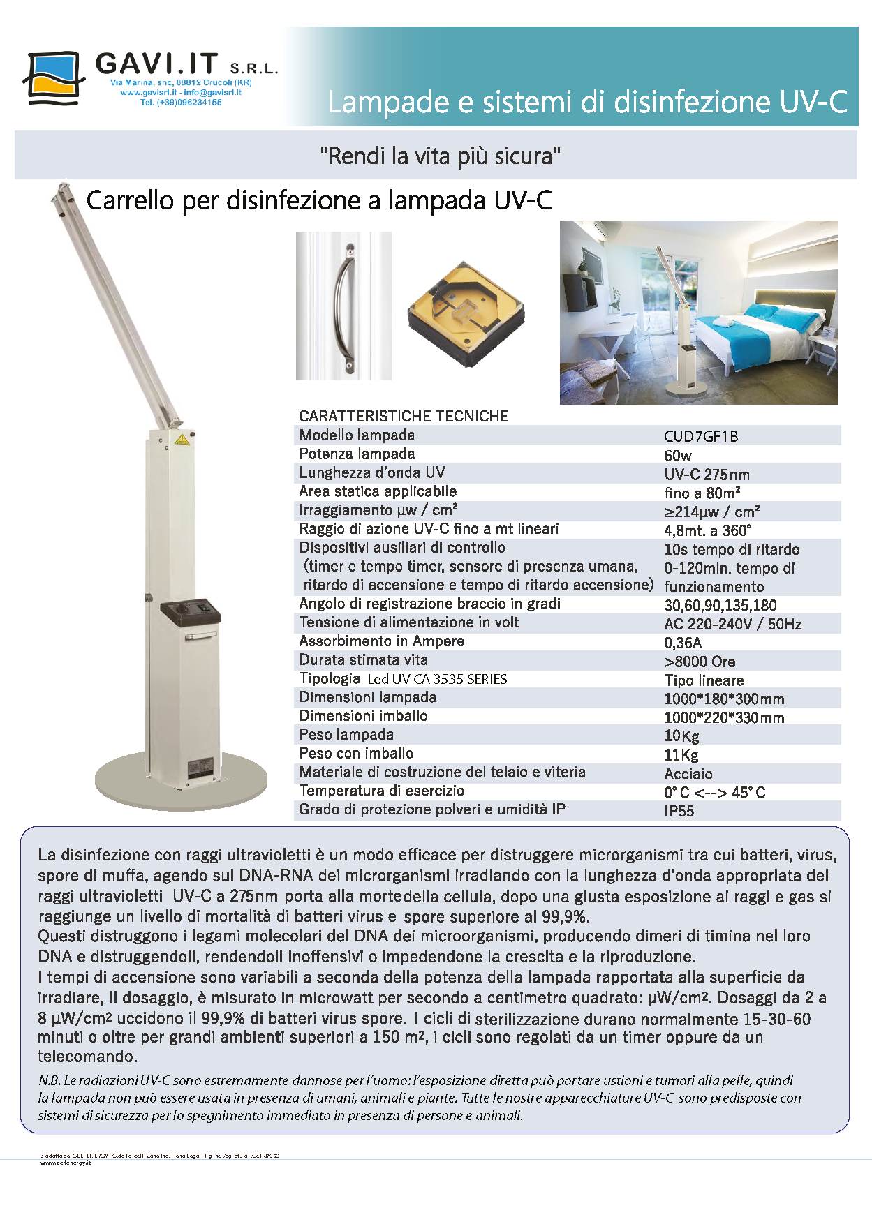 Carrello per disinfezione a lampada UV-C Carrello per disinfezione a lampada UV-C